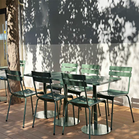 Ensemble bistrot moderne en aluminium vert pour l'extérieur, table et chaises résistantes aux intempéries pour cour, balcon, jardin, restaurant
