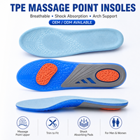 Semelles orthopédiques de sport en gel TPE absorbantes et confortables avec massage et amorti pour chaussures