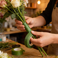 Cinta Floral Verde de PE para Flores, Regalos, Compras y Dulces - Cinta para Envolver Ramos de Flores y Manualidades para el Hogar