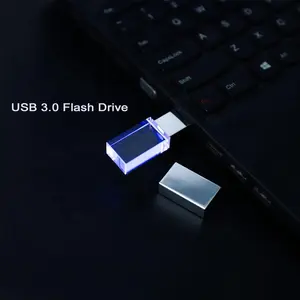 HMZCHIPS venta al por mayor de cristal transparente 4GB 2,0 3,0 USB Pen Drive Flash Drives Memory Stick 8GB 16GB 32GB 64GB unidades flash USB