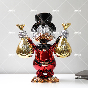 Estatua de Scrooge McDuck a Bajo Precio, en Todos los Colores, con Bolsa de Dinero, Escultura Pop Art de Dagobert Duck, Artesanía de Resina en Cromo Dorado y Negro - Product Image 5