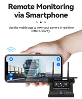Caméra embarquée solaire sans fil AHD pour véhicules lourds, 2.4G, connectée à l'application, support magnétique puissant, vision nocturne infrarouge, caméra de recul