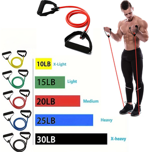 Allenamento a casa allenamento di forza 5 livelli fascia di resistenza del tubo <span class=keywords><strong>con</strong></span> maniglie tirare la corda esercizio <span class=keywords><strong>Fitness</strong></span> elastico - Product Image 1