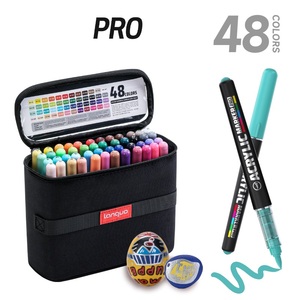 Juego de 48 <span class=keywords><strong>Marcadores</strong></span> Acrílicos de Colores Intensos Languo New <span class=keywords><strong>Pro</strong></span> con Punta de Pincel Suave de Fibra ABS - Product Image 1