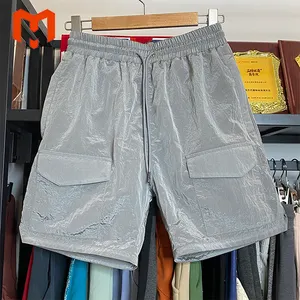 Custom Fabric Nylon Spandex Men Zip Pocket Workout Cargo Shorts For Men