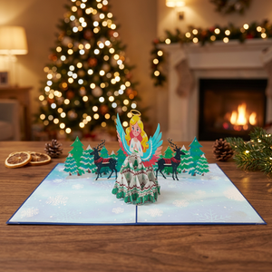 Carte 3D pop-up ange des neiges, design personnalisé, artisanat en papier fait main de Hanoï, Vietnam, cadeau de Noël par Viet-craft - Product Image 3