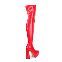 Botas Altas – bottes longues au dessus du genou pour femme, chaussures à talons épais et à bout pointu, bottes hautes à plateforme, nouvelle collection 2022