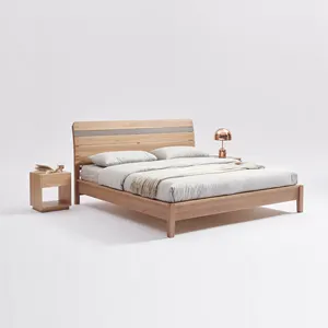 Doğal katı kül ahşap yatak odası mobilyası karyola iskeleti yatak vakıf platformu ile Sleeking boyama sağlam ahşap başlık