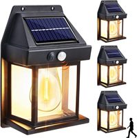 Lampe murale solaire extérieure transfrontalière à filament de tungstène, lumière chaude, étanche, avec détecteur de mouvement pour cour et clôture