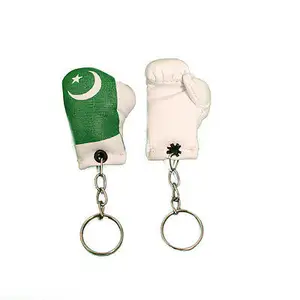 高品质定制商标促销豪华礼品迷你可爱拳击手套巴基斯坦国旗钥匙扣钥匙扣带链