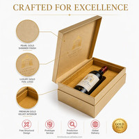 Boîte cadeau personnalisée pour vin, 1 bouteille de 750 ml, avec logo, boîte en carton de luxe dorée métallique pour l'emballage de cadeaux de vin, vente en gros