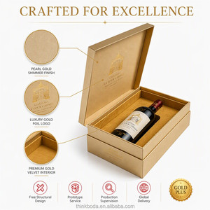 Boîte cadeau personnalisée pour <span class=keywords><strong>vin</strong></span>, 1 bouteille de 750 ml, avec logo, boîte en carton de luxe dorée métallique pour l'emballage de cadeaux de <span class=keywords><strong>vin</strong></span>, vente en gros - Product Image 4