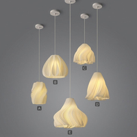 Suspension LED Ondulée Plissée Bio 220V à Hauteur Réglable, Protection Oculaire, Commande Sans Fil pour Îlot de Cuisine, Café, Bar, Restaurant