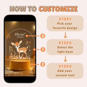 Personalized Name ABS Base Wood-look Color Printing Uv Acrylic Led Adorable Animal Children's Gift - Product Image 5