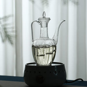 Tetera de vidrio, resistente al calor para preparar té verde, tetera con pico largo, tetera transparente de mano. - Product Image 4