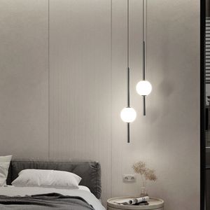 Lampade a Sospensione Semplici con Sfera di Vetro, Lampada Nordica a Sospensione Lunga per Camera da Letto, Lampada Decorativa Moderna per Ristorante - Product Image 2