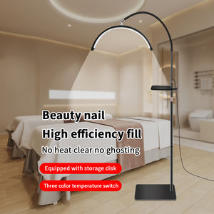 <span class=keywords><strong>Lampe</strong></span> demi-lune HD-P5 <span class=keywords><strong>de</strong></span> 21 pouces pour le nail art, la broderie des sourcils et les extensions <span class=keywords><strong>de</strong></span> cils, avec support au sol et plateau <span class=keywords><strong>de</strong></span> rangement intégré - Product Image 1