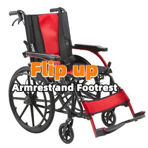 سعر كرسي متحرك خفيف الوزن للمعاقين والمرضى قابل للطي قابل للطي من الألومنيوم كرسي متحرك مع مسند للقدمين