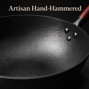 Wok chino de hierro hilado con patrón de anillos concéntricos, sartén antiadherente de borde ancho para cocina profesional de restaurante - Product Image 3