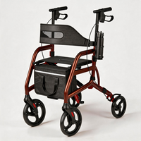 Déambulateur avec siège pour la thérapie physique et la mobilité quotidienne, pliable, 350 lb, 4 roues, réglable, pour personnes âgées