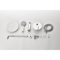 Système de douche encastré chromé poli avec inverseur 3 voies, pommeau de douche pluie rond, douchette à main, bec de baignoire, fixation murale, ensemble complet