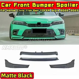 Civic Car Front Bumper Lip Glossy Black YOFER Style Front Bumper <b>Splitter</b> for Honda Civic 11th Gen 2022-2023 Car Accessories - Product Image 4