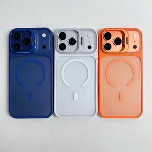 Coque de téléphone magnétique en acrylique PC dépoli de haute qualité avec cadre d'appareil photo repliable plaqué pour iPhone 17 16 15 14 13 18 Pro Max - Product Image 4