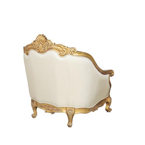 Set di Divani di Lusso in Stile Classico Francese Antico, Rivestimento in Tessuto Crema per Soggiorno - Product Image 5