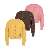 Cardigan en laine personnalisé pour homme, pull décontracté ample en maille perlée pour homme, vêtements d'hiver