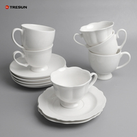 Ensemble de tasses et soucoupes à café en porcelaine fine blanche britannique pour boissons à base de café de spécialité, latte, espresso, café au lait, mocha