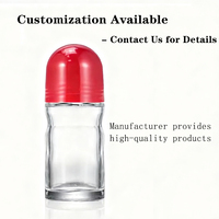Bouteille anti-transpirant vide de 50ml en verre de forme unique personnalisée Bouteilles de déodorant à bille roulante Bouteilles à bille roulante avec couvercle en plastique