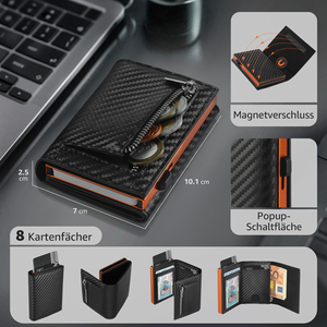 Nhà máy nóng bán kim loại nhôm <span class=keywords><strong>Pop</strong></span> Up thẻ tín dụng ví với dây kéo đồng xu Túi RFID chặn <span class=keywords><strong>Slim</strong></span> kim loại nhôm chủ thẻ - Product Image 5