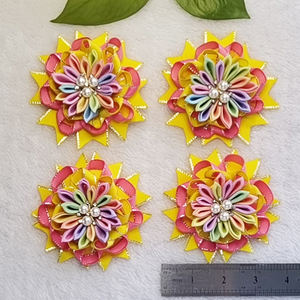 Pastello arcobaleno nastro fiore di perle fiocchi per capelli rosa giallo bell'aspetto nido per bambini fermaglio per capelli accessori per capelli per ragazze - Product Image 4