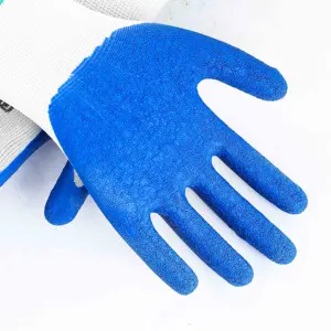 Weiße Nylon beschichtung Latex Garten handschuhe guter Griff mechanische Werkstatt Sicherheits handschuhe