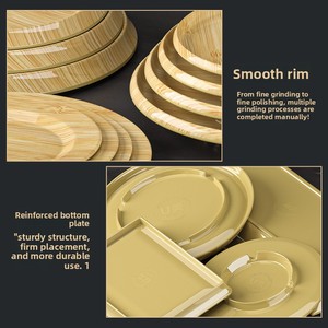 Assiettes plates en mélamine <span class=keywords><strong>imitation</strong></span> bambou pour buffet et restaurant, idéales pour la maison et la cuisine - Product Image 4
