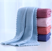 Ensemble de serviettes de bain en microfibre velours corail, épaissies, séchage rapide, couleur unie, tissées pour adultes