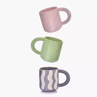 Mug en grès rayé rustique - Jaune et blanc, style nordique, tasse pour la rentrée scolaire