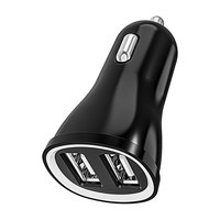 Chargeur de voiture double USB haute vitesse 3.1A 12W, mini chargeur de téléphone portable portable avec lumière LED, coque PC durable, universel pour voiture et camion