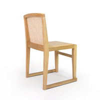 Chaise de café empilable en osier avec cadre en bois massif et dossier en rotin, chaise de salle à manger, mobilier d'extérieur pour événements et restaurants