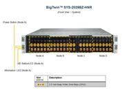 Serveur BigTwin 2U SYS-2029BZ-HNR 4 nœuds Intel Xeon Scalable 24T DDR4 RECC Haute Densité pour Centre de Données Cloud et Virtualisation
