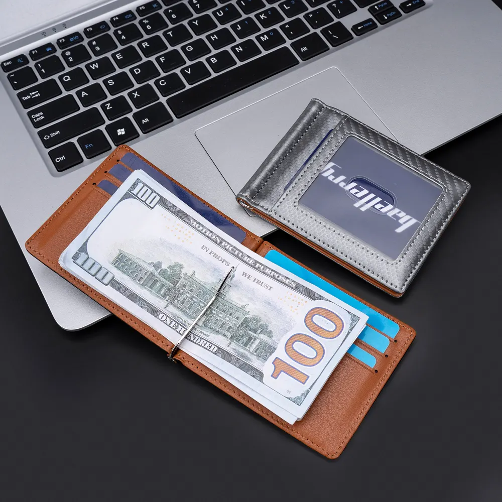 Baellerry tarjetero con para klip RFID engelleme anti-hırsızlık ince billeteras con klip ön cep Bifold erkek cüzdanı para klip