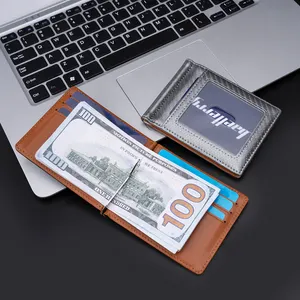 Baellery tarjetero con clipe de dinheiro RFID bloqueio anti-roubo fino billeteras con clipe de bolso frontal duplo homem carteira clipe de dinheiro