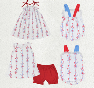 Baby Girls 4th Of July Bows Sibling Rompers Dresses <b>Clothes</b> Sets - Product Image 1
