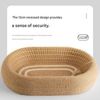 Lit-griffoir ovale spacieux et durable en sisal pour chats de grande taille – Mobilier pour animaux de compagnie, idéal pour griffer et se reposer