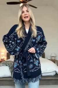 <span class=keywords><strong>Cardigan</strong></span> Vintage con nappine Western da <span class=keywords><strong>donna</strong></span> maglione lavorato a maglia Casual a manica lunga con motivo floreale con scollo a V - Product Image 6