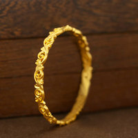 Bracelet creux en herbe de Tang 2026, motif de défilement traditionnel, bijoux rétro dorés, cadeau pour mère (lot)