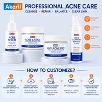 Akaril Kit Complet Anti-Acné : Sérum, Crème, Mousse et Tampons à l'Acide Salicylique – 4 Étapes pour Réduire les Pores, Atténuer les Éruptions Cutanées et Estomper les Cicatrices