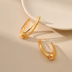 Fashion 18k Gold plated Copper material Earrings ball design Latest Fashion Earrings for Women for party and meeting
