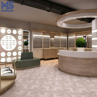 Vitrine murale optique personnalisée avec éclairage LED pour lunettes, présentoir pour magasin d'optique avec tiroir de rangement