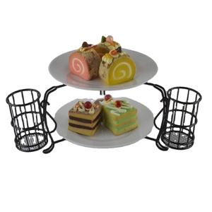 Juego de platos de exhibición con soporte de Metal, estante de exhibición de comida para comedor, Buffet, 7 piezas, color negro - Product Image 2